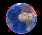 Google Earth presentation of urban areas 1950-2050