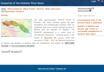 Dniester river basin geoportal