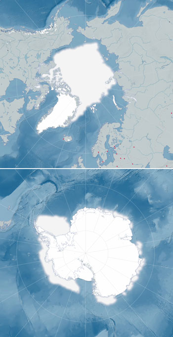 Arctic and Antarctica maps for the Swedish Polar Research Secretariat