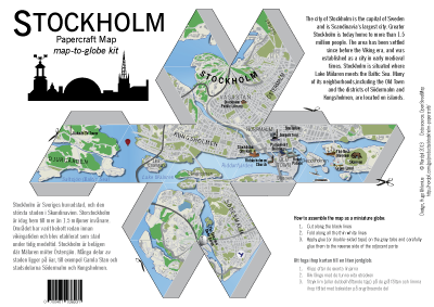 Stockholm papercraft foldable map kit