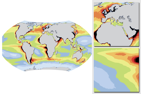 World map of ocean productivity