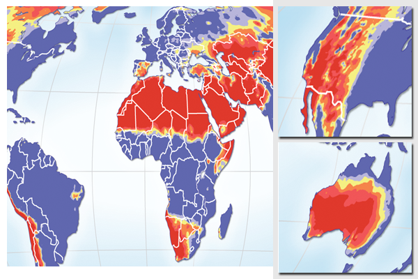 Precipitation in 2050, under scenario SRES A2