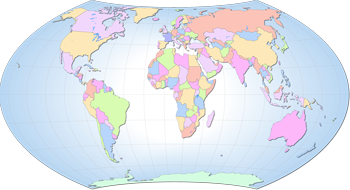 Example map using the WagnerVII projection, basemap using the 110m data